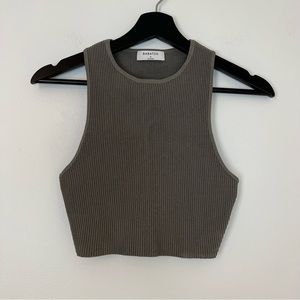 Aritzia Babaton Sculpt Knit Racer Cropped Tank Small Olive Green Contemporary